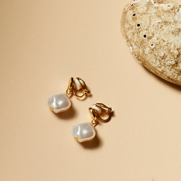 Irregular Pearl Clip on Earrings
