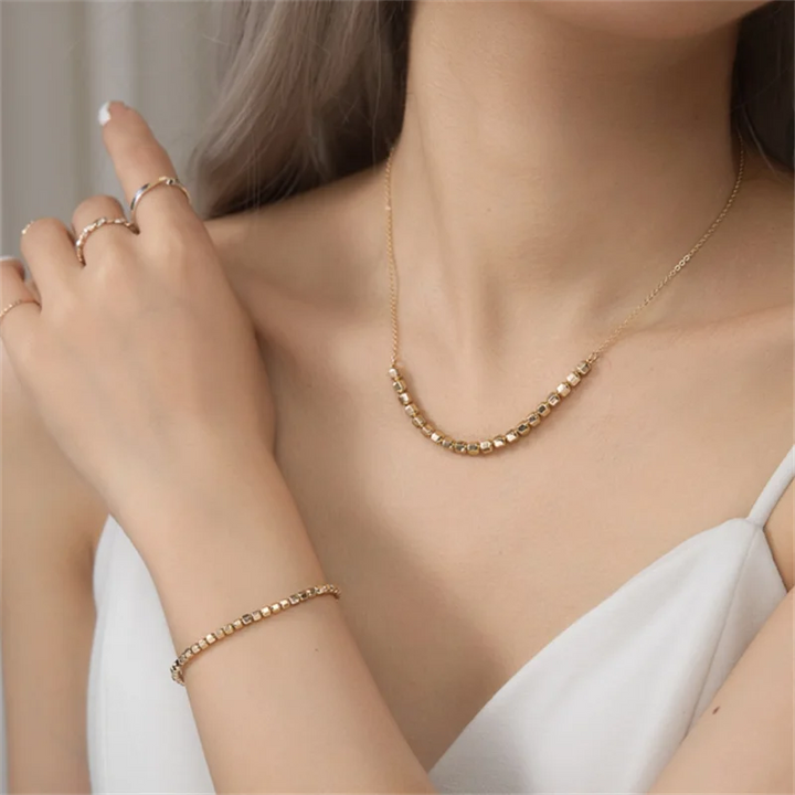 14K Gold Handmade Dainty Bead Choker Necklace