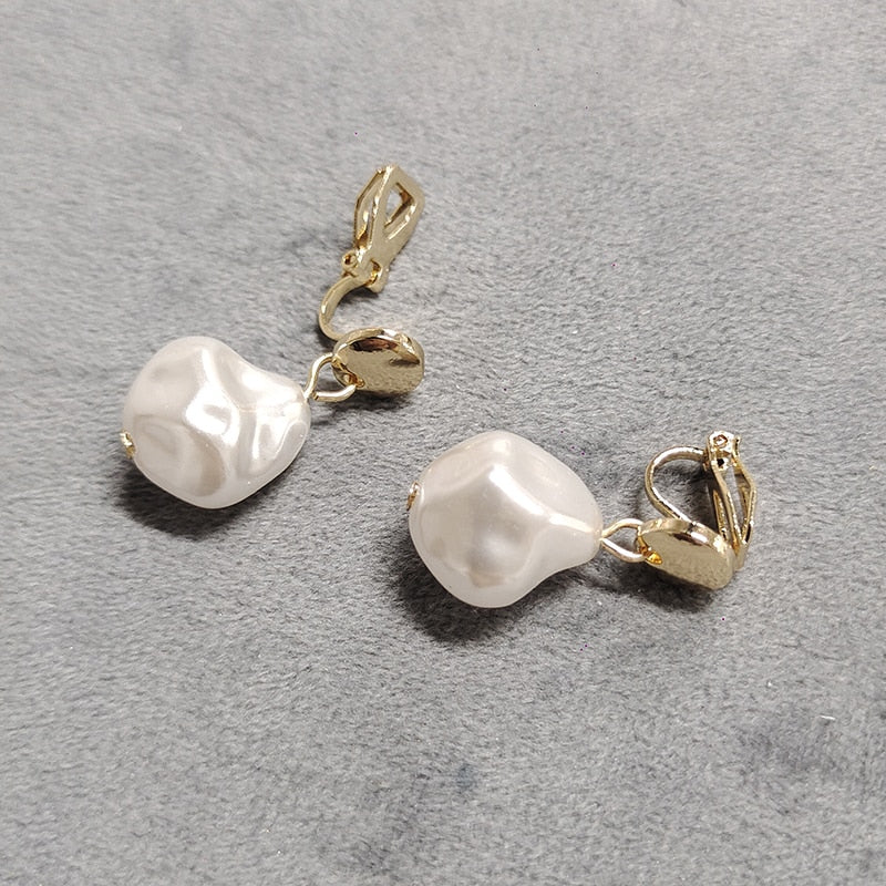 Irregular Pearl Clip on Earrings