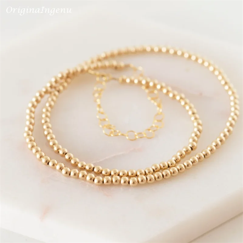 14k Gold Filled Bead Necklace Choker