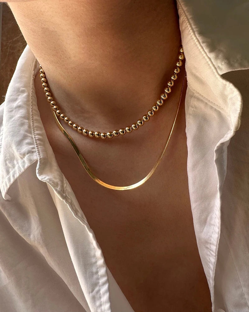 14k Gold Filled Bead Necklace Choker