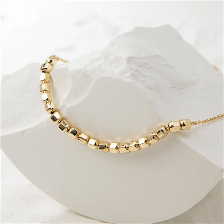 14K Gold Handmade Dainty Bead Choker Necklace