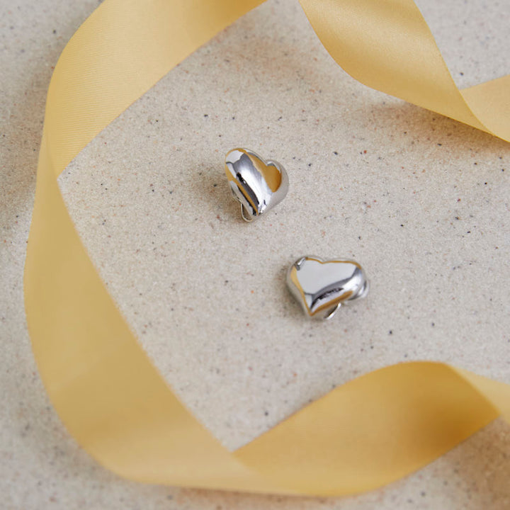Simple Heart Brass Coil Earrings