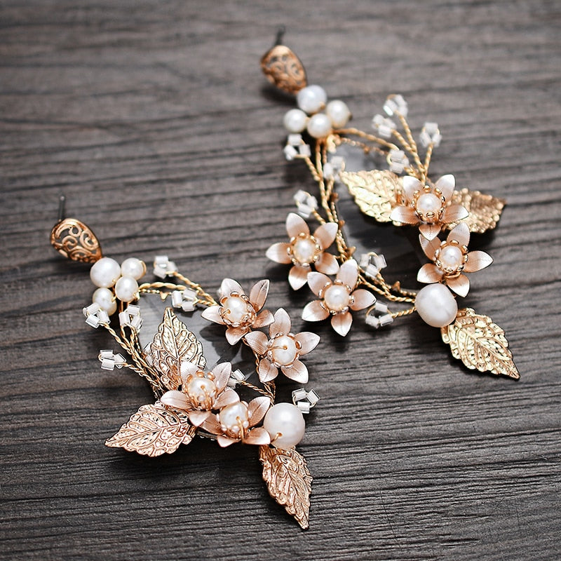 Handmade Bridal Leaves Earrings