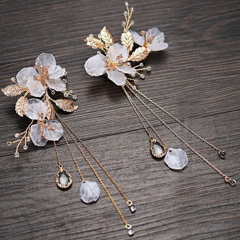 Handmade Bridal Shell Flower Earrings