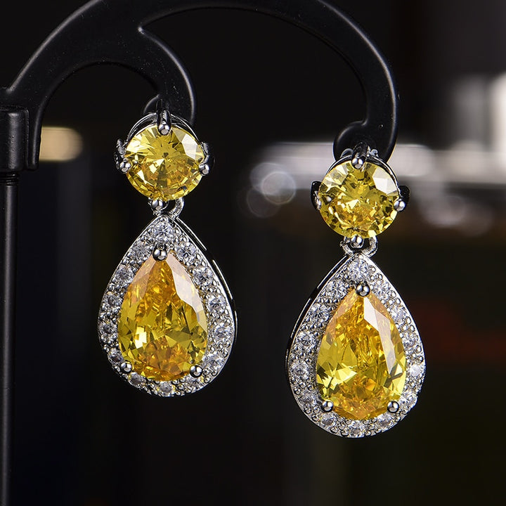 Premium Water Drop Zirconia Crystal Clip on Earrings