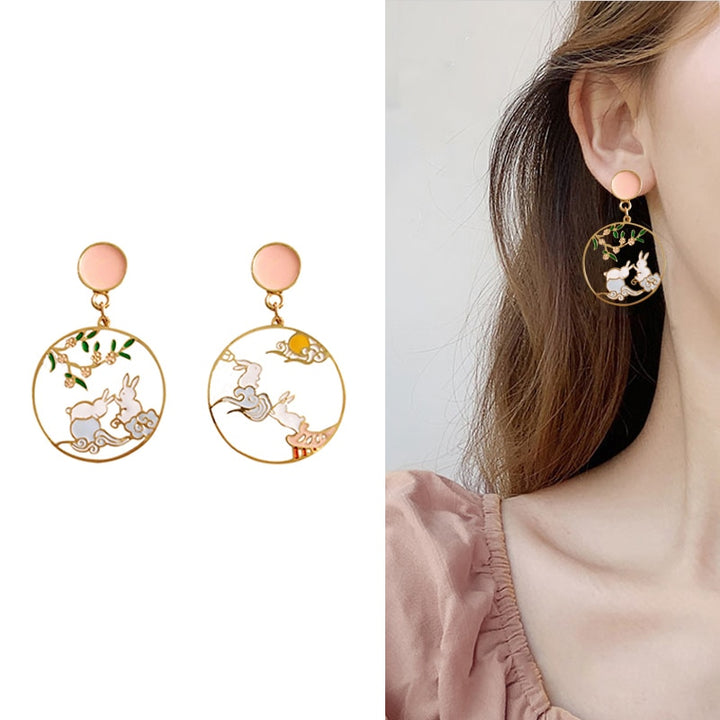 Rabbit and Cloud Clip On Earrings