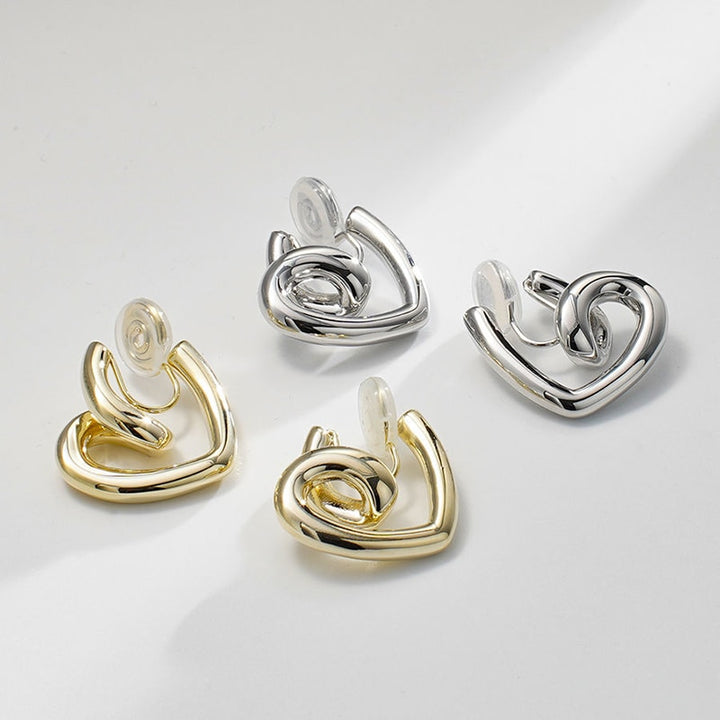 Loving Heart Brass Coil Earrings