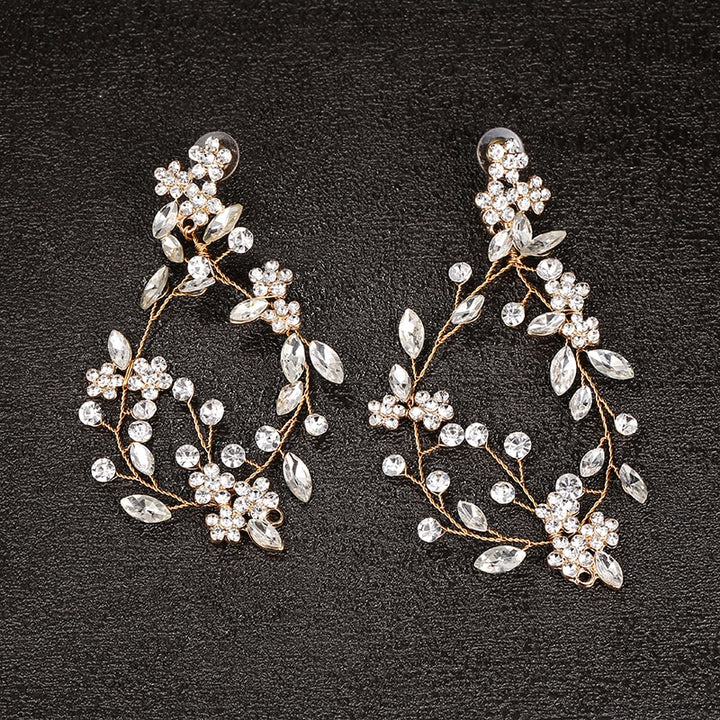 Handmade Rhinestone Floral Earrings