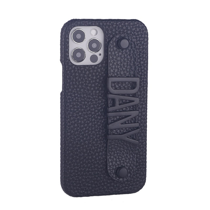 Name Leather Phone Case with Holding Strap