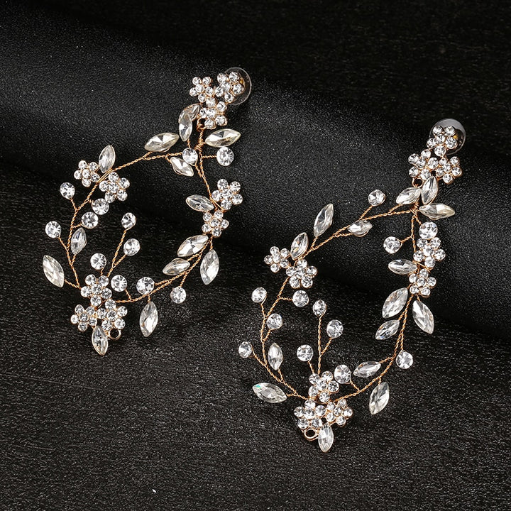 Handmade Rhinestone Floral Earrings