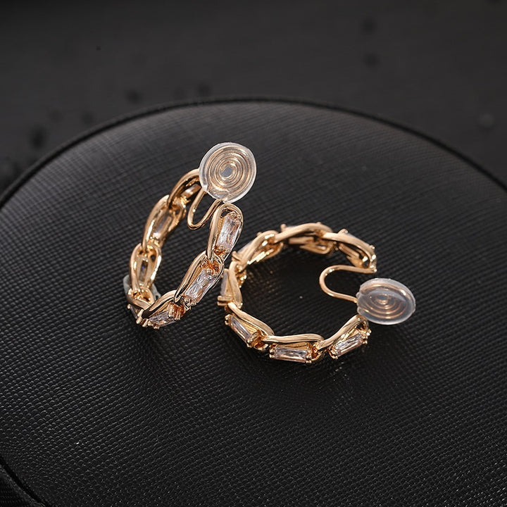 C-shaped Zirconia Brass Coil Earrings