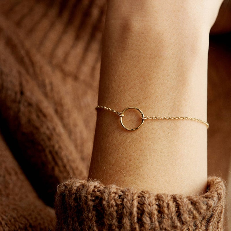 14K Gold Handmade Circle Bracelet