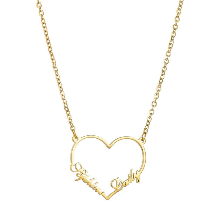 Customised Two Names on Heart Necklace