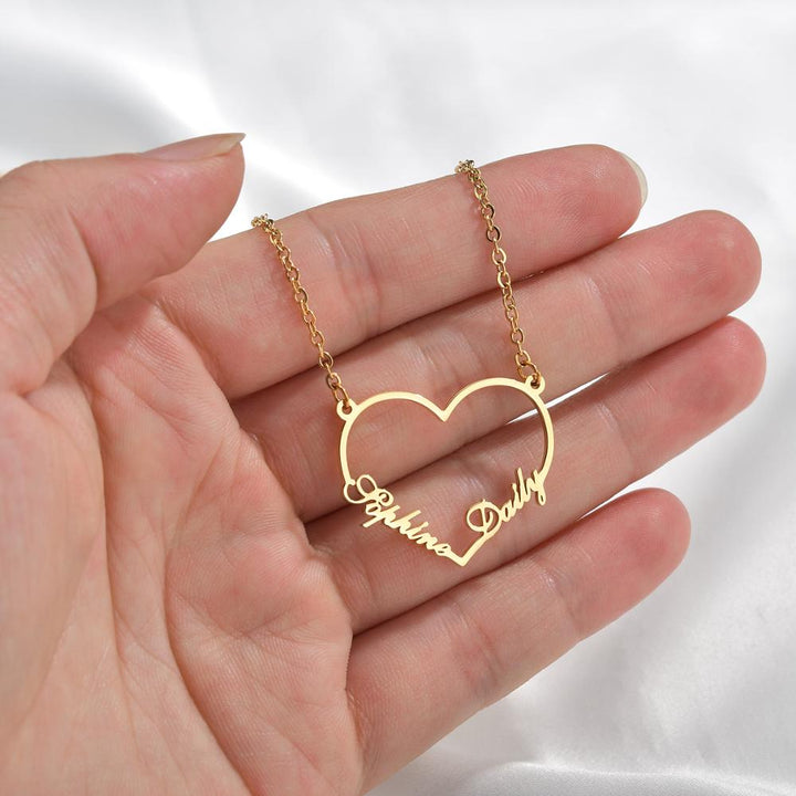 Customised Two Names on Heart Necklace