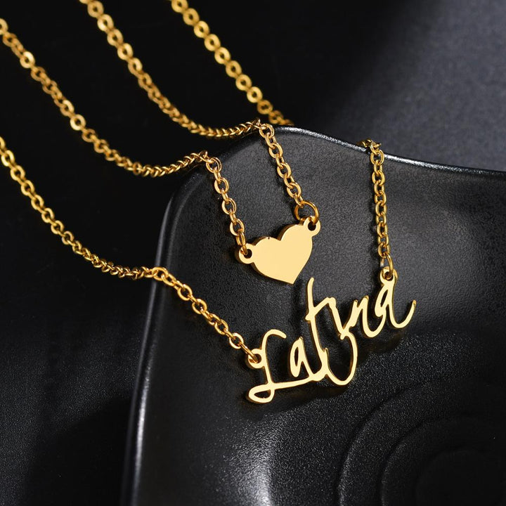 Minimal Personalised Name Necklace with Double Layer