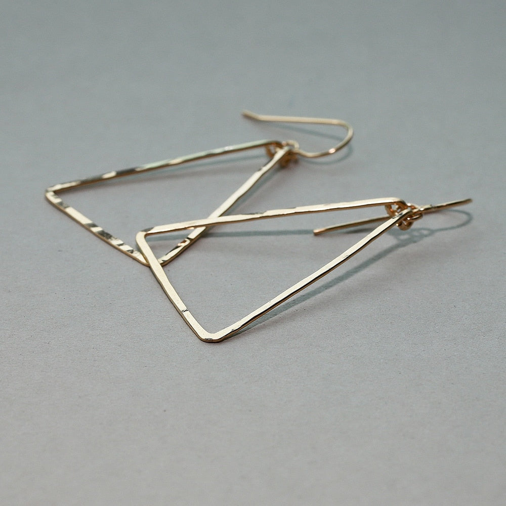 14K Gold Handmade Triangle Earring