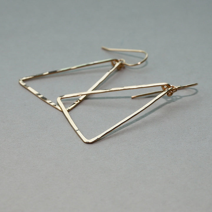 14K Gold Handmade Triangle Earring