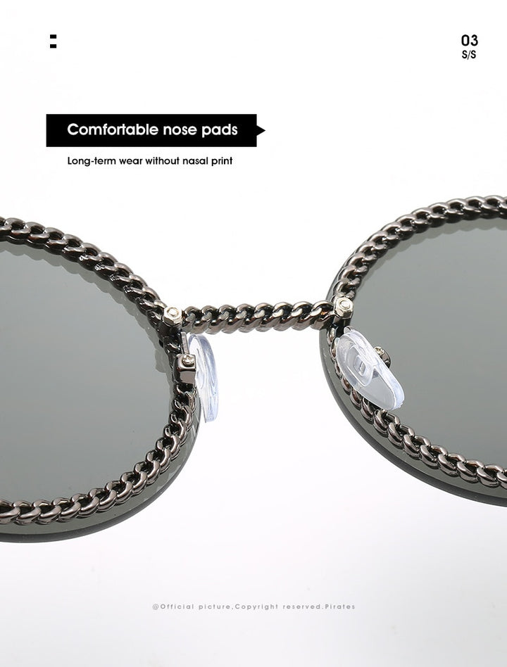 Rimless Round Sunglasses - Gold / Tea