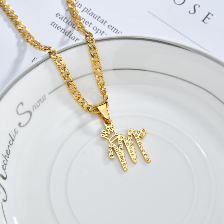 Name Necklace with Crystal Letter