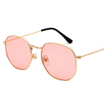 Hexagon Sunglasses - Gold / Clear Pink