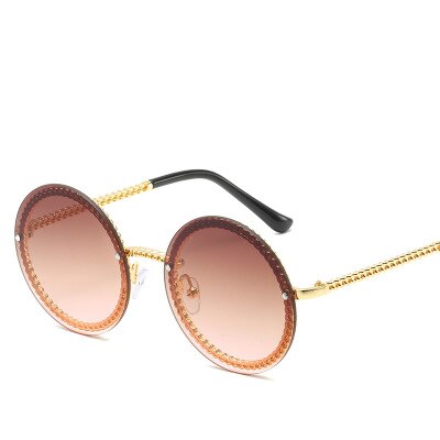 Rimless Round Sunglasses - Gold / Tea