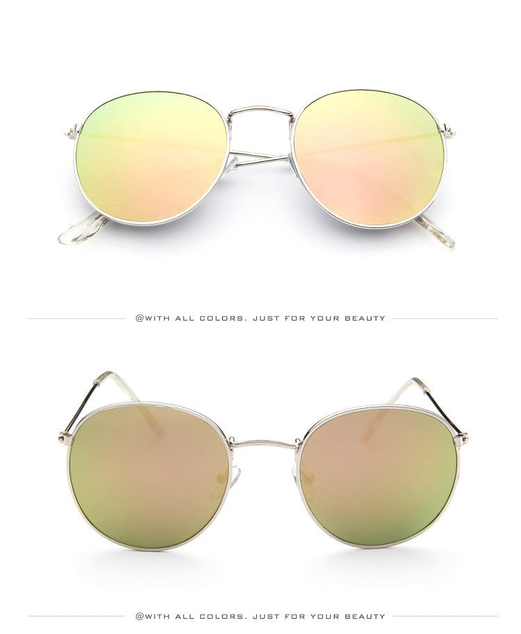 Classic Round Sunglasses - Silver / Pink