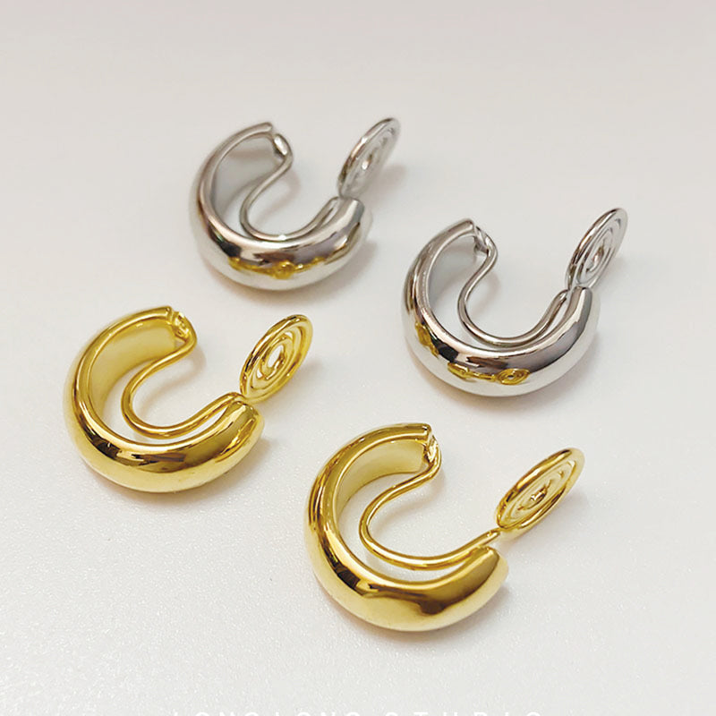 Vintage Huggie Brass Coil Earrings