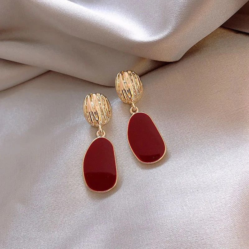 Red Enamel Clip on Earrings