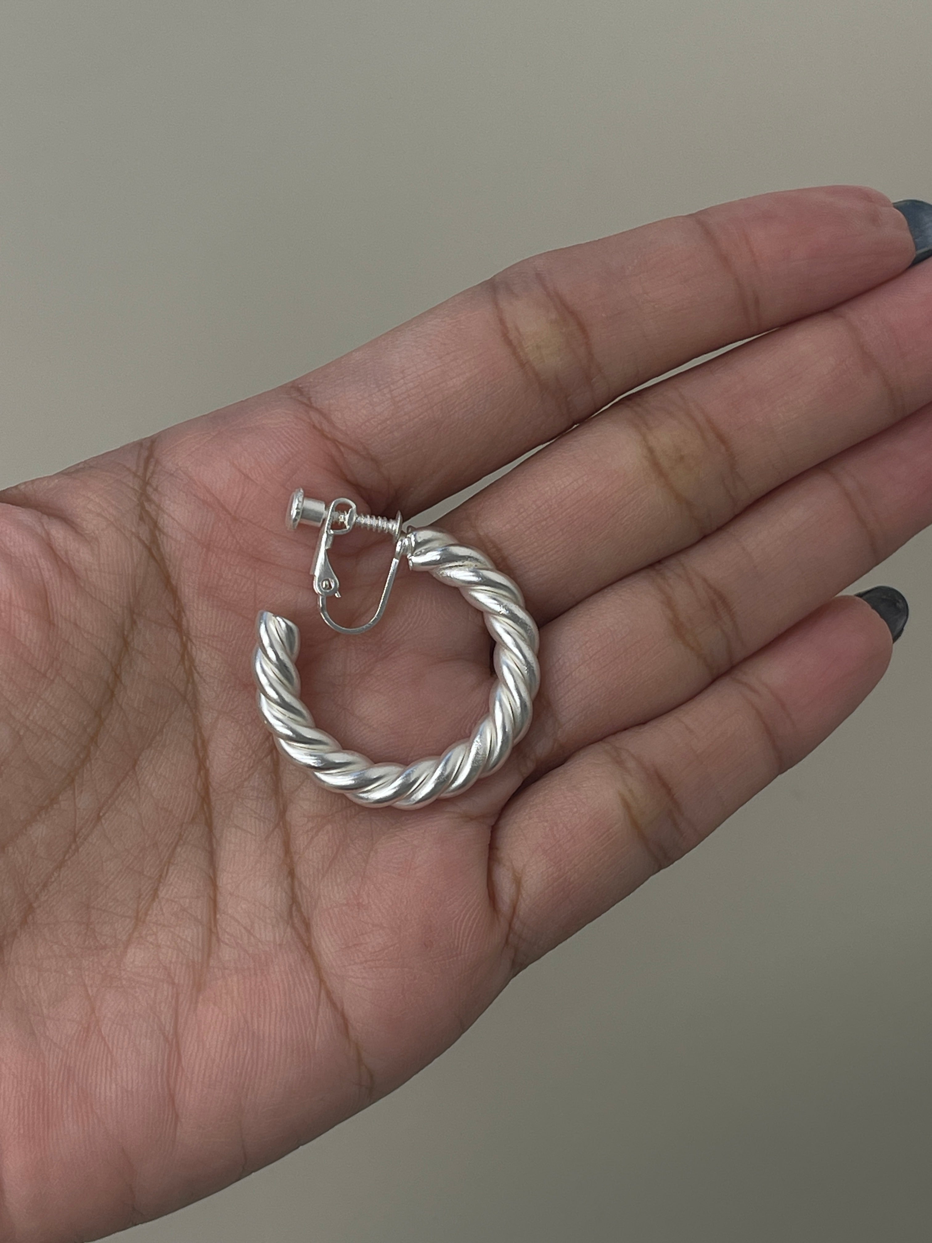 Twisted Wire Hoop Clip on Earrings