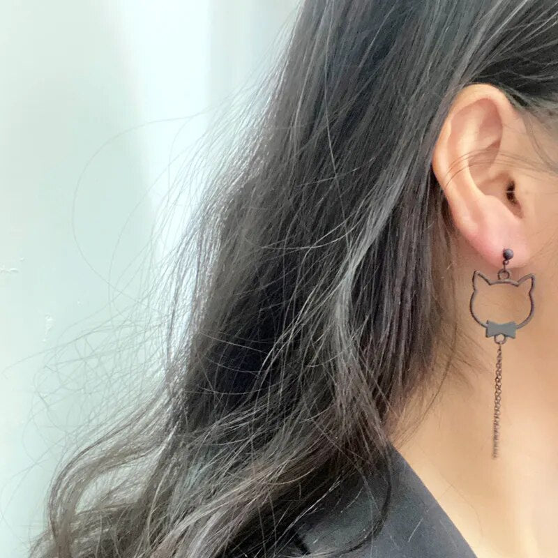 Black Cat Clip on Earrings