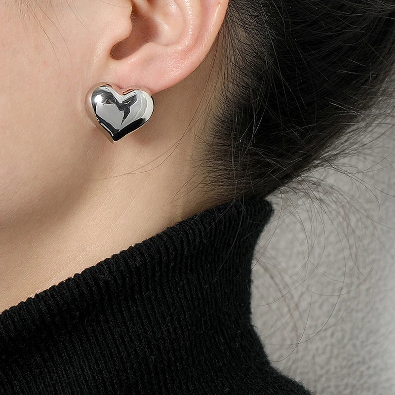 Simple Heart Brass Coil Earrings