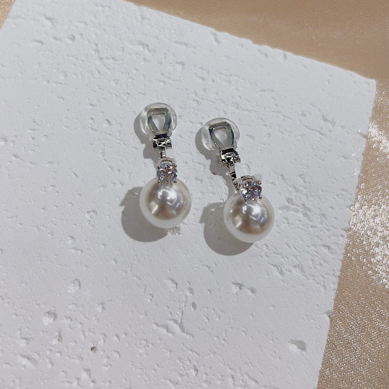 Pearl & Crystal Clip on Earrings
