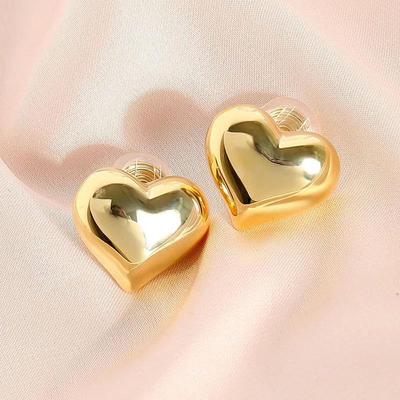 Simple Heart Brass Coil Earrings