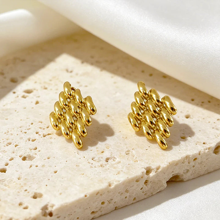 18K Gold Plated Rhomboid Clip on Earrings