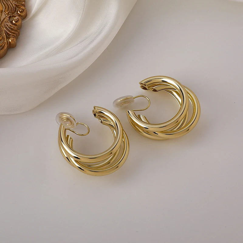 Vintage Hoop Brass Coil Earrings