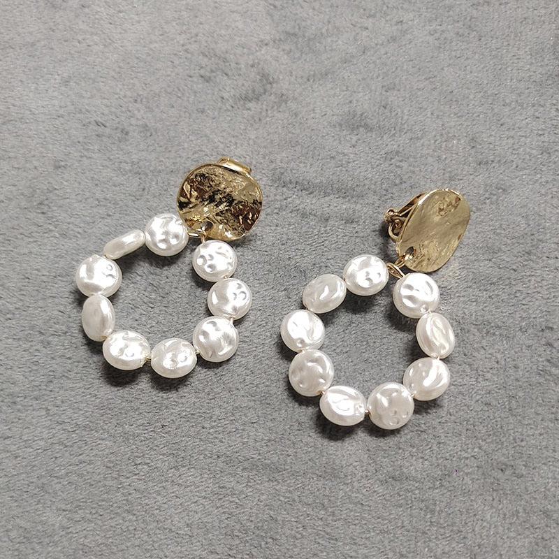 Baroque Irregular Clip on Earrings