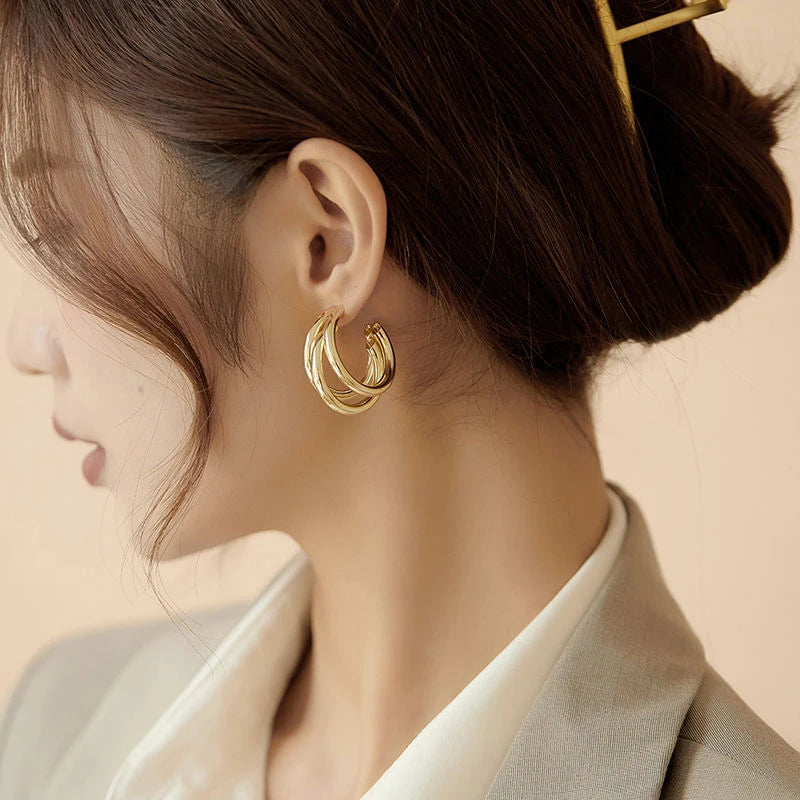 Vintage Hoop Brass Coil Earrings