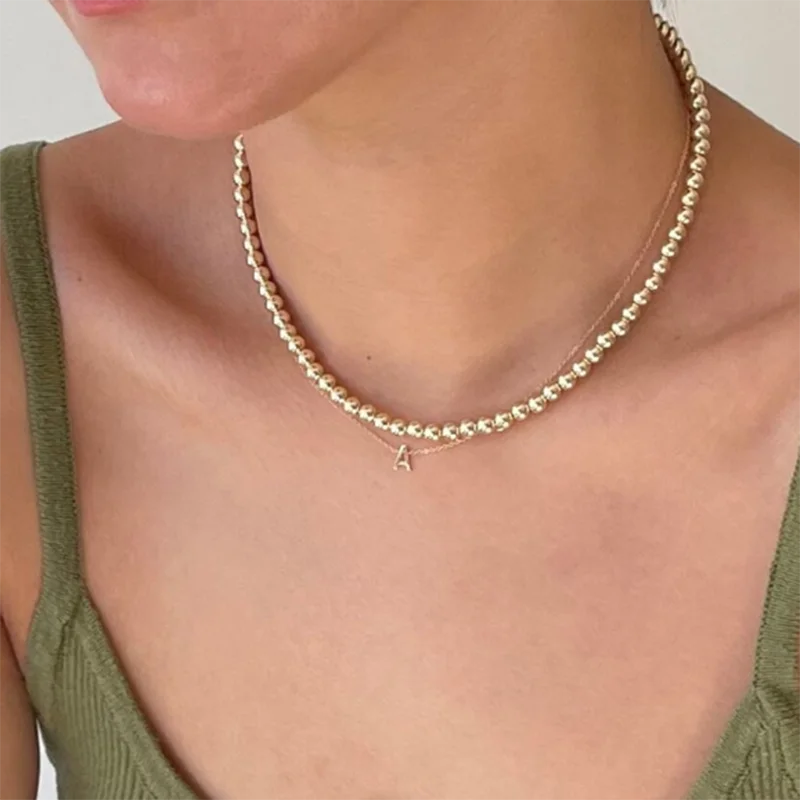 14k Gold Filled Bead Necklace Choker