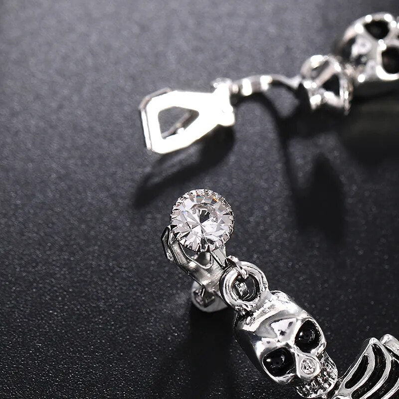 Skeleton Skull Dangle Clip on Earrings