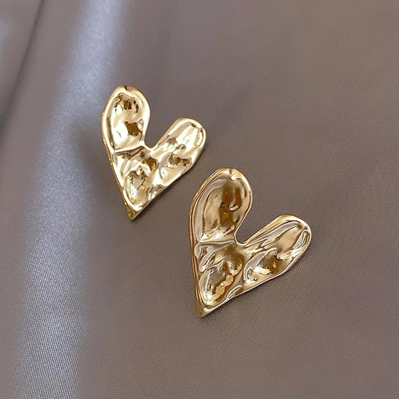 Gold & Silver Heart Clip on Earrings