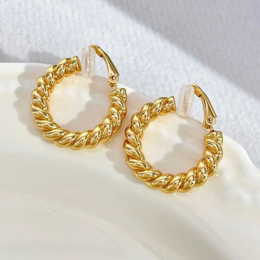 Twisted Small Hoop Clip on Earrings