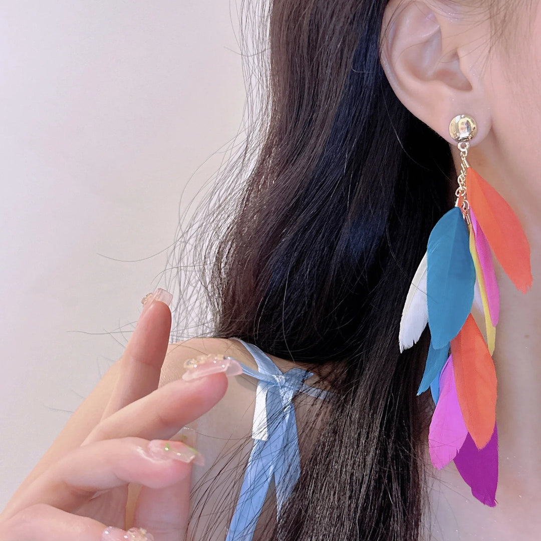 Feather Colourful Holidays Clip on Earrings