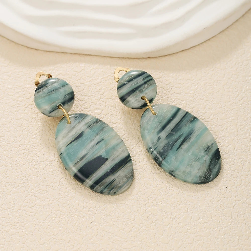 Handmade Marble Clip on Earrings