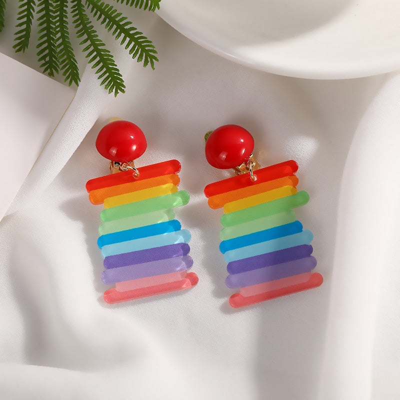 Colourful Clip on Earrings