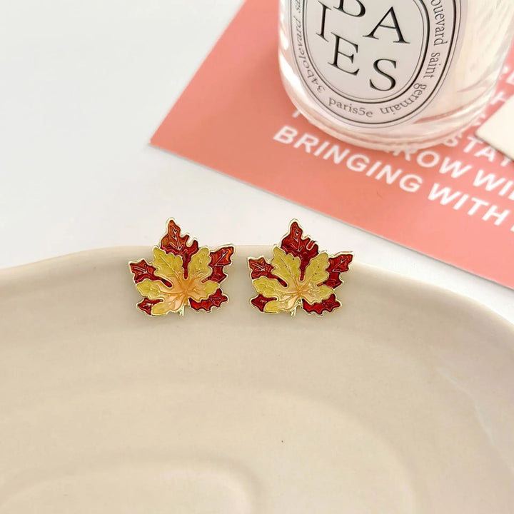 Autumn Leaf Clip on Earrings