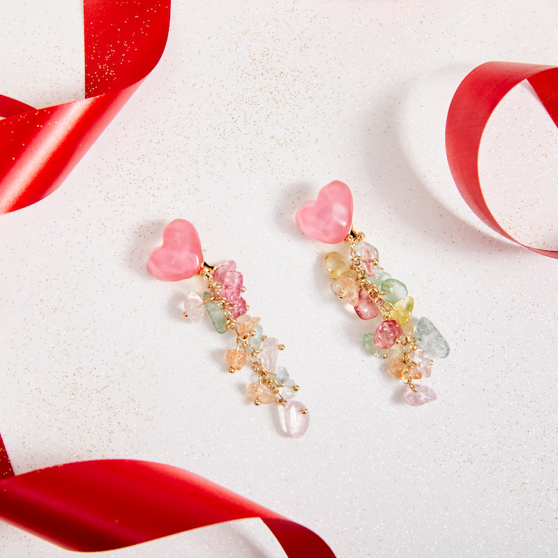 Pink Heart Holidays Clip on Earrings