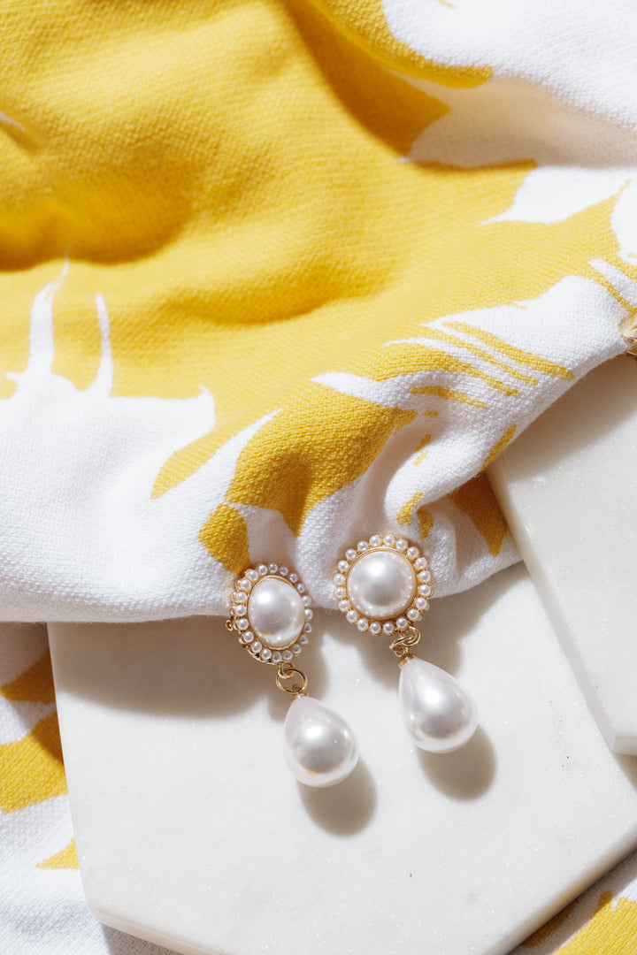 Classic Water Drop Simulated Pearl Clip On Earrings