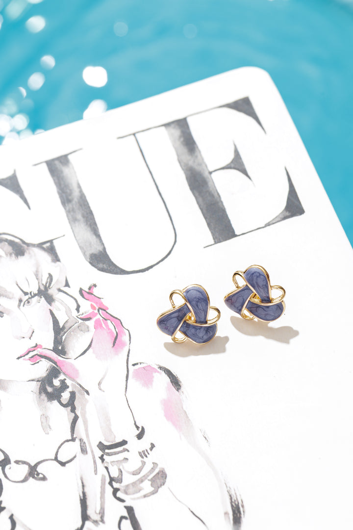Retro Blue Clip on Earrings