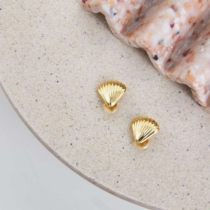 Gold Shell Brass Coil Earrings